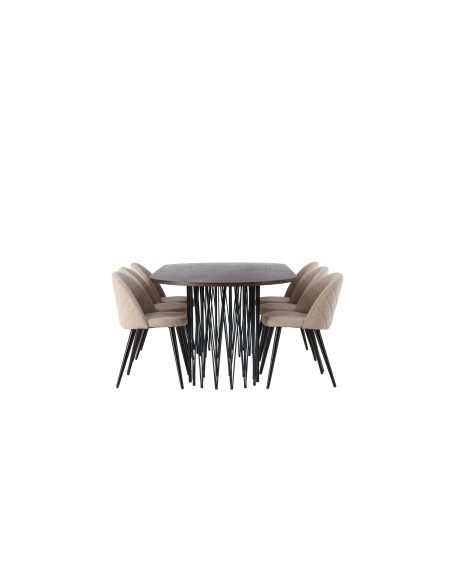 Matgrupp Stone med Velvet matstolar, 220 × 100 cm