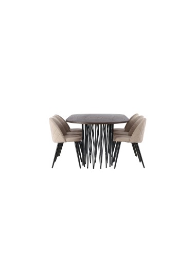 Matgrupp Stone med Velvet matstolar, 220 × 100 cm