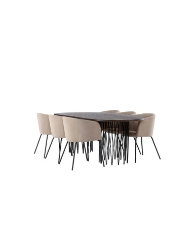 Matgrupp Stone med Berit matstolar, 220 × 100 cm