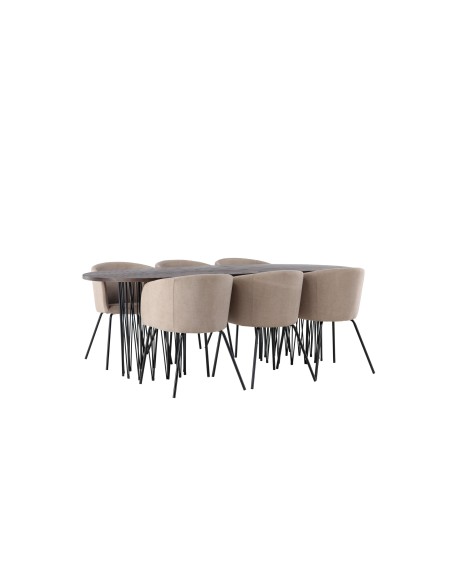 Matgrupp Stone med Berit matstolar, 220 × 100 cm