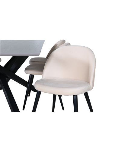 Matgrupp Piazza med Velvet matstolar, 180 × 90 cm