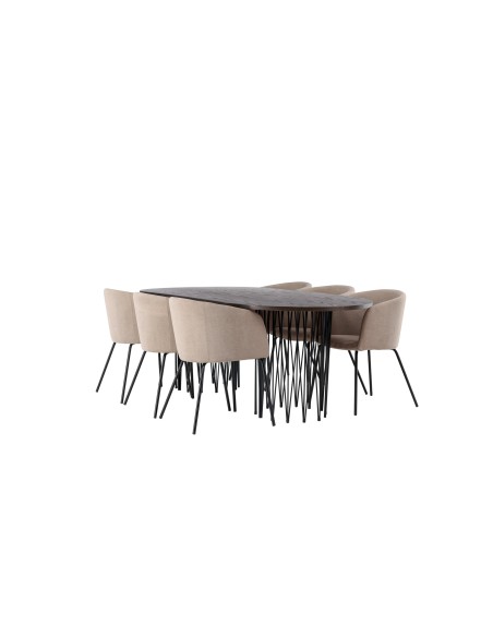 Matgrupp Stone med Berit matstolar, 220 × 100 cm