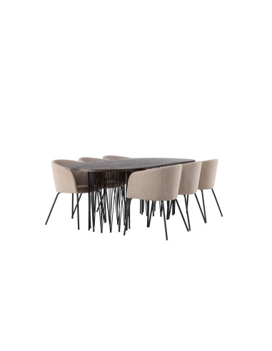Matgrupp Stone med Berit matstolar, 220 × 100 cm