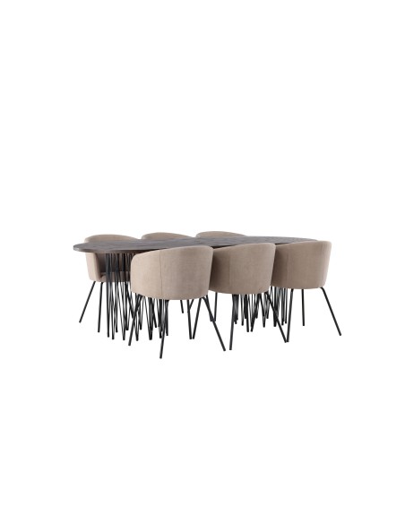 Matgrupp Stone med Berit matstolar, 220 × 100 cm