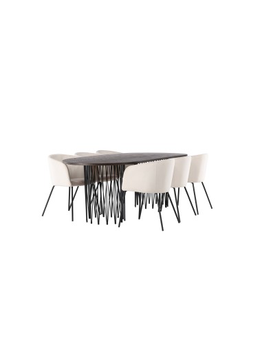 Matgrupp Stone med Berit matstolar, 220 × 100 cm
