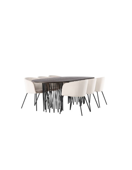 Matgrupp Stone med Berit matstolar, 220 × 100 cm