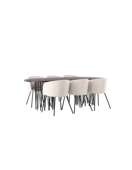Matgrupp Stone med Berit matstolar, 220 × 100 cm