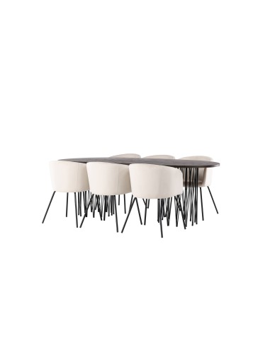 Matgrupp Stone med Berit matstolar, 220 × 100 cm