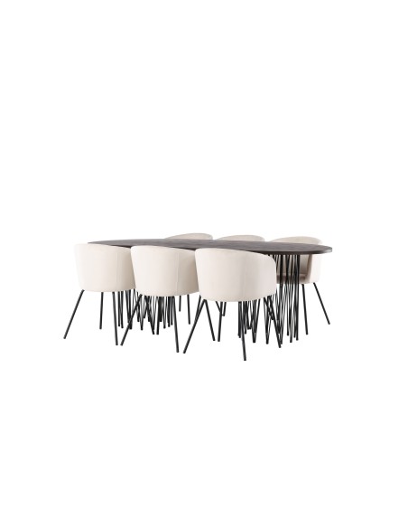 Matgrupp Stone med Berit matstolar, 220 × 100 cm