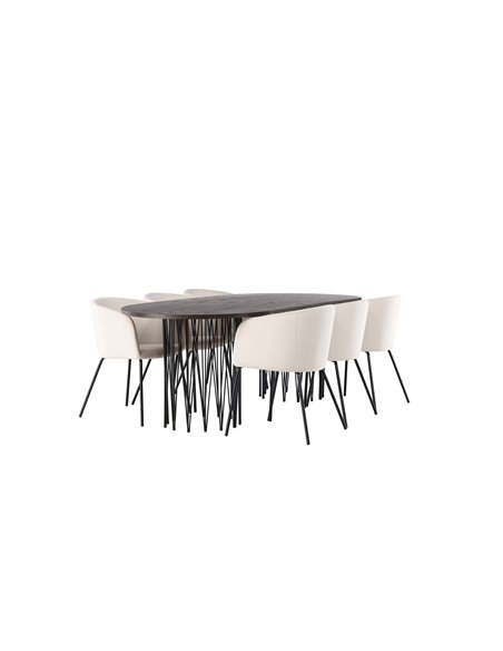 Matgrupp Stone med Berit matstolar, 220 × 100 cm