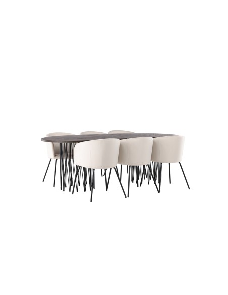 Matgrupp Stone med Berit matstolar, 220 × 100 cm