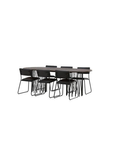 Matgrupp Stone med Kenth matstolar, 220 × 100 cm