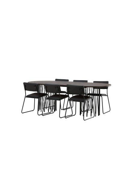 Matgrupp Stone med Kenth matstolar, 220 × 100 cm