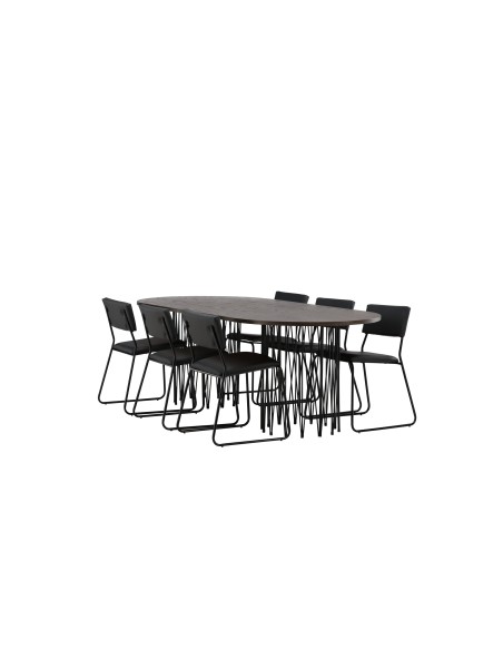 Matgrupp Stone med Kenth matstolar, 220 × 100 cm