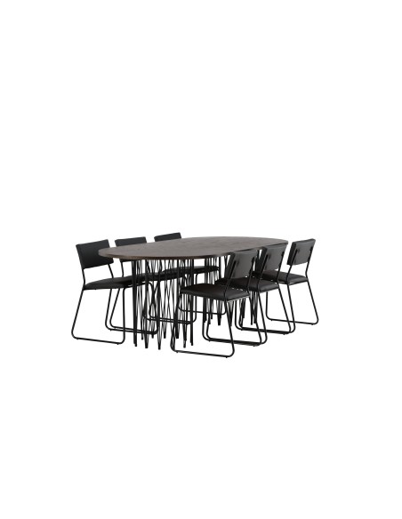 Matgrupp Stone med Kenth matstolar, 220 × 100 cm