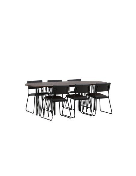 Matgrupp Stone med Kenth matstolar, 220 × 100 cm