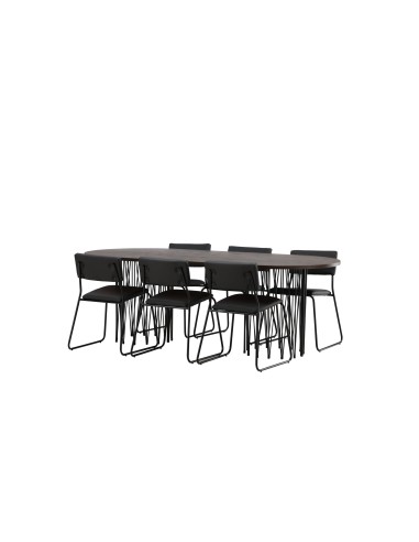 Matgrupp Stone med Kenth matstolar, 220 × 100 cm