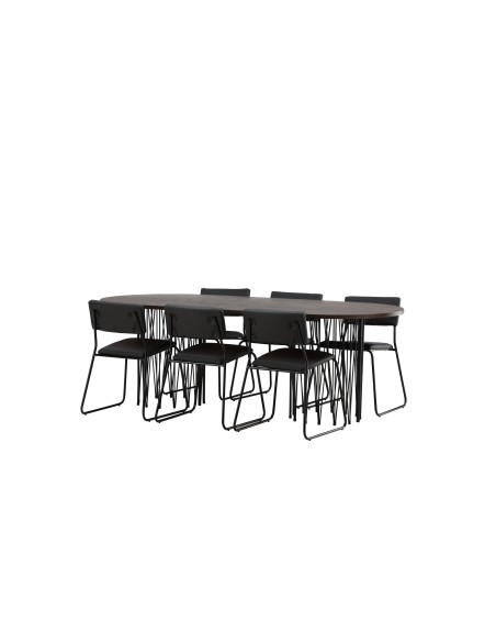 Matgrupp Stone med Kenth matstolar, 220 × 100 cm