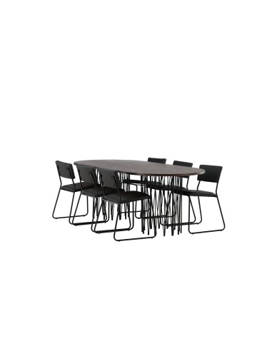 Matgrupp Stone med Kenth matstolar, 220 × 100 cm