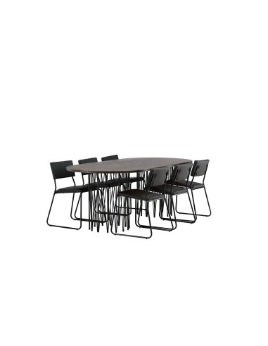 Matgrupp Stone med Kenth matstolar, 220 × 100 cm