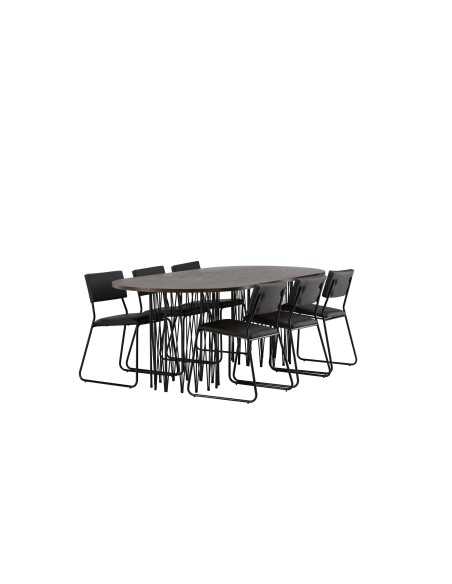 Matgrupp Stone med Kenth matstolar, 220 × 100 cm