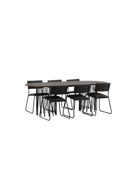 Matgrupp Stone med Kenth matstolar, 220 × 100 cm