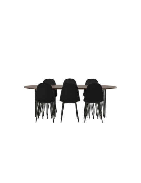 Matgrupp Stone med Polar matstolar, 220 × 100 cm