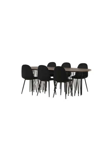 Matgrupp Stone med Polar matstolar, 220 × 100 cm