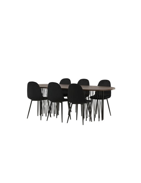 Matgrupp Stone med Polar matstolar, 220 × 100 cm