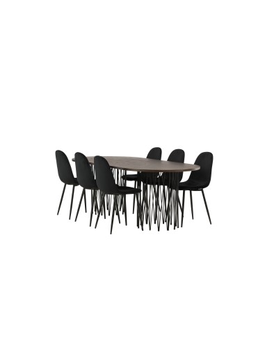 Matgrupp Stone med Polar matstolar, 220 × 100 cm