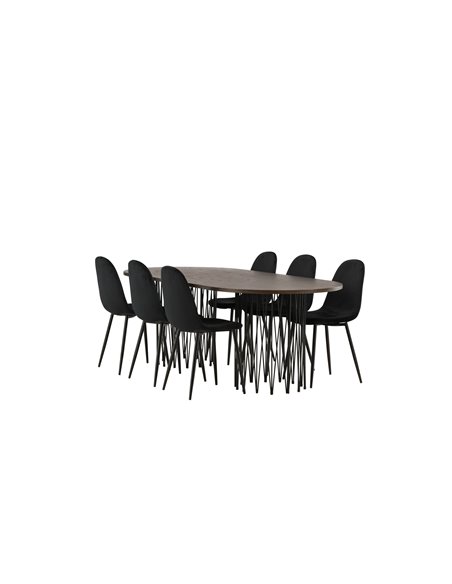 Matgrupp Stone med Polar matstolar, 220 × 100 cm
