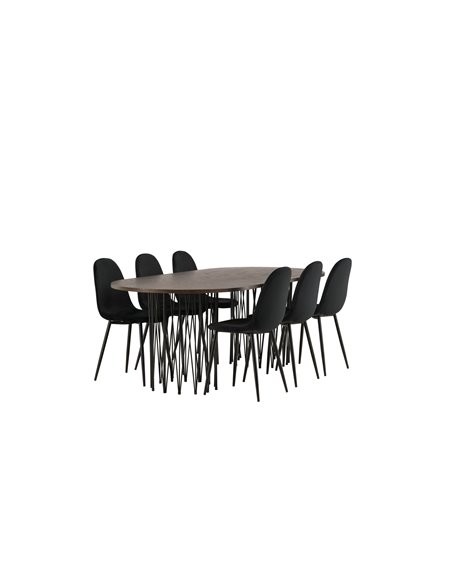 Matgrupp Stone med Polar matstolar, 220 × 100 cm