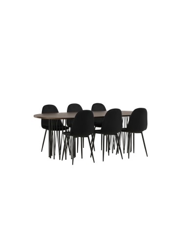 Matgrupp Stone med Polar matstolar, 220 × 100 cm
