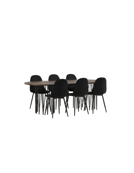 Matgrupp Stone med Polar matstolar, 220 × 100 cm