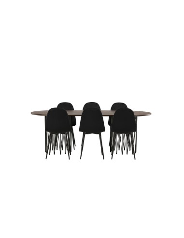Matgrupp Stone med Polar matstolar, 220 × 100 cm