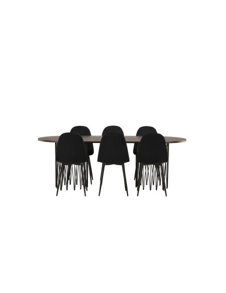 Matgrupp Stone med Polar matstolar, 220 × 100 cm