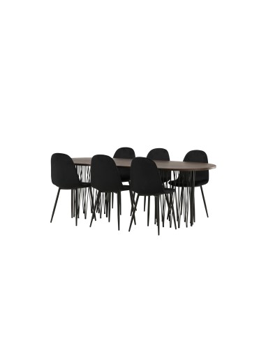 Matgrupp Stone med Polar matstolar, 220 × 100 cm