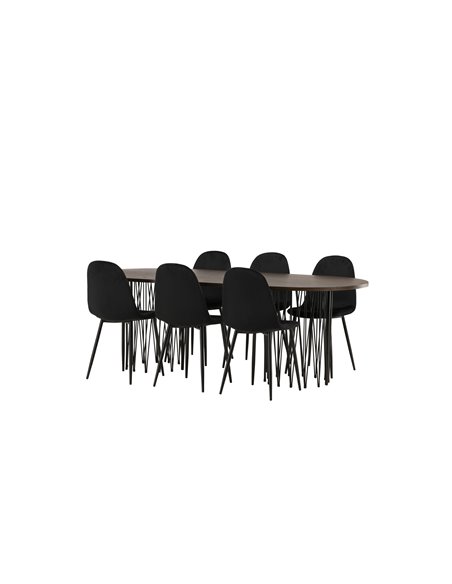 Matgrupp Stone med Polar matstolar, 220 × 100 cm