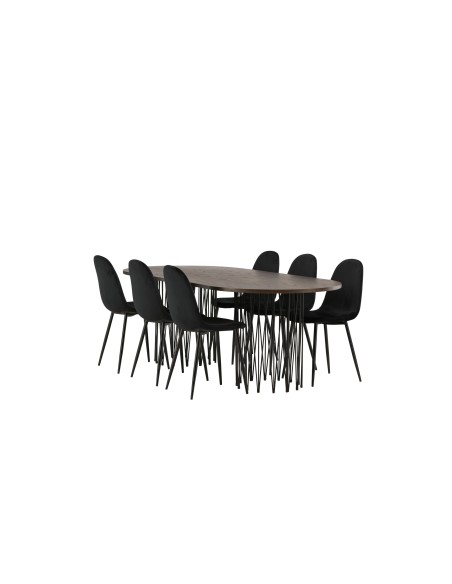 Matgrupp Stone med Polar matstolar, 220 × 100 cm