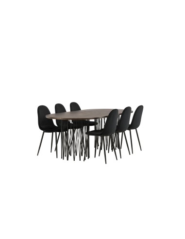 Matgrupp Stone med Polar matstolar, 220 × 100 cm