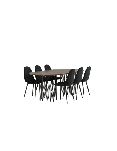 Matgrupp Stone med Polar matstolar, 220 × 100 cm