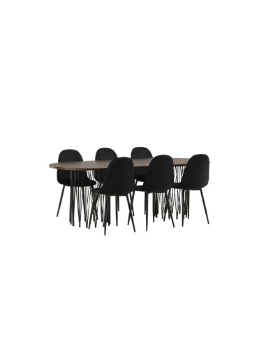 Matgrupp Stone med Polar matstolar, 220 × 100 cm