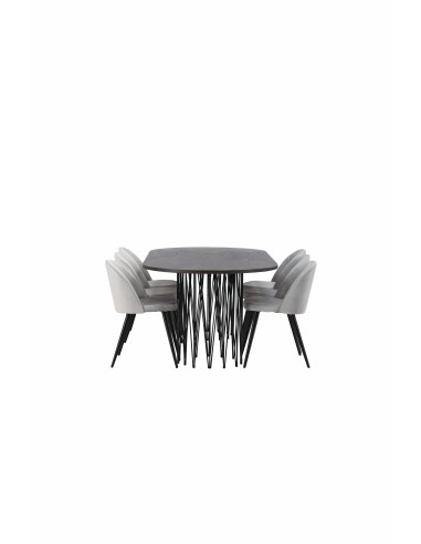 Matgrupp Stone med Velvet matstolar, 220 × 100 cm
