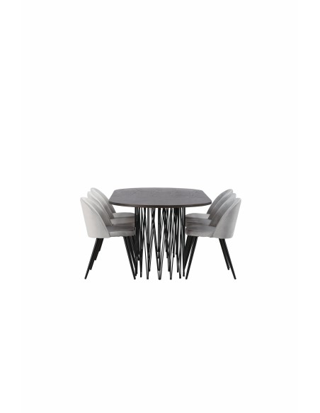 Matgrupp Stone med Velvet matstolar, 220 × 100 cm