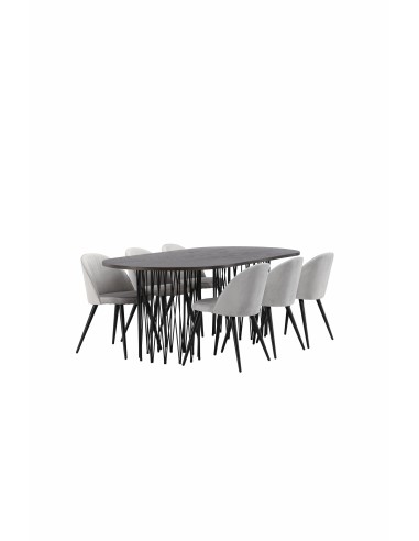 Matgrupp Stone med Velvet matstolar, 220 × 100 cm