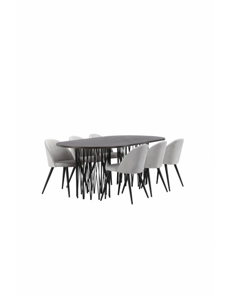 Matgrupp Stone med Velvet matstolar, 220 × 100 cm