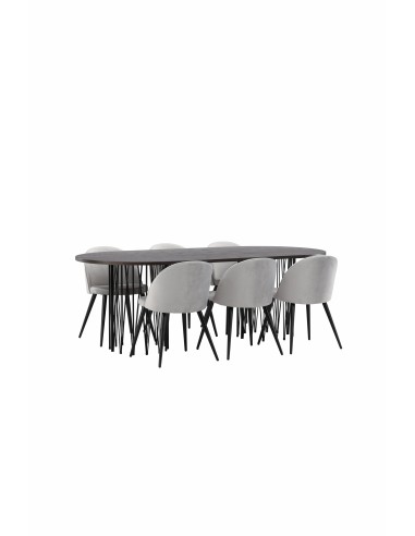 Matgrupp Stone med Velvet matstolar, 220 × 100 cm