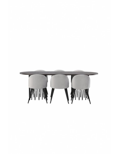 Matgrupp Stone med Velvet matstolar, 220 × 100 cm