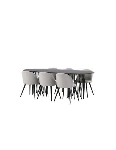 Matgrupp Stone med Velvet matstolar, 220 × 100 cm