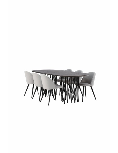 Matgrupp Stone med Velvet matstolar, 220 × 100 cm